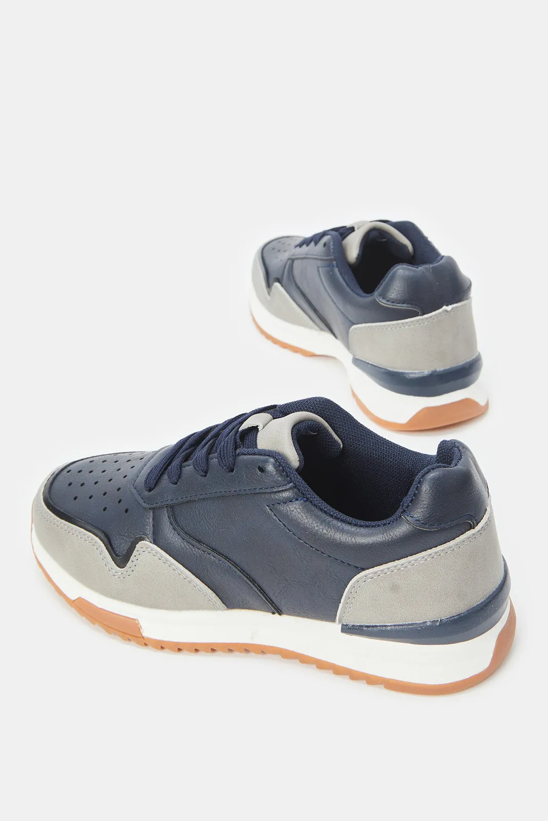 Senior Boys Navy Color Block Sneakers