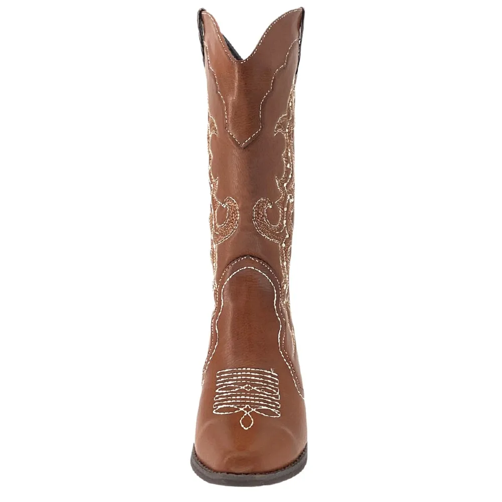 SheSole Womens Wide Calf Cowboy Cowgirls Boots Tan