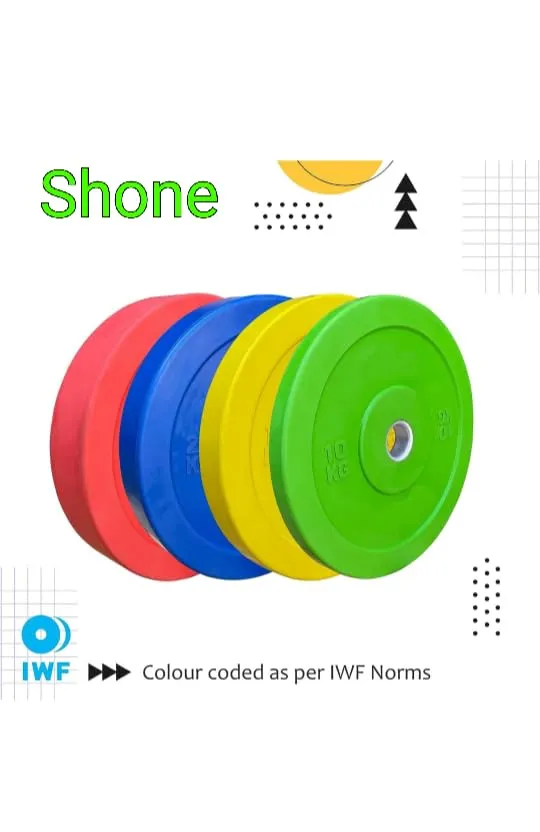 Shone Color Olympic Bumper Weight Plates 10kg Set of 2 / 50mm Barbell Weight Plates 10kg x 2 for Gym / Weightlifting Training Plates 10kg pair / Stenghth Training Workout / Barbell Exercise plates for Men and women / 10kg x 2 pieces / Green