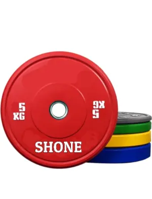 Shone Color Olympic Bumper Weight Plates 10kg Set of 2 / 50mm Barbell Weight Plates 10kg x 2 for Gym / Weightlifting Training Plates 10kg pair / Stenghth Training Workout / Barbell Exercise plates for Men and women / 10kg x 2 pieces / Green