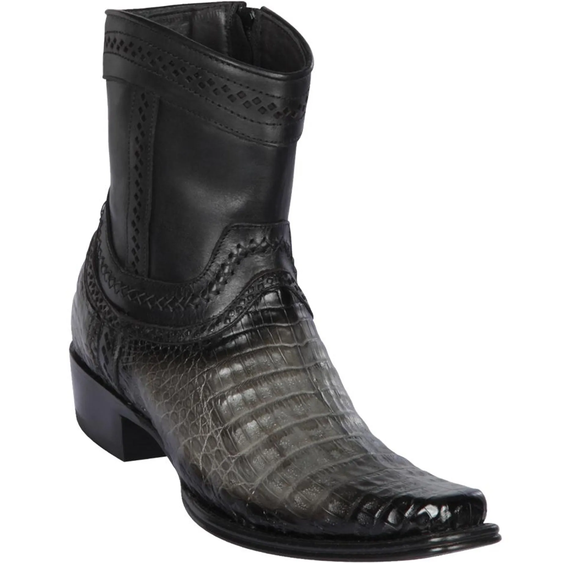 Short Ankle Grey Caiman Boots - European Toe