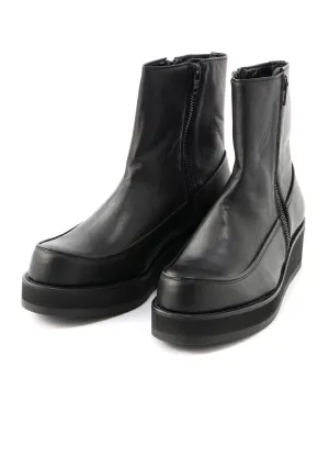 Smooth Leather Thick Sole W-Zip Boots