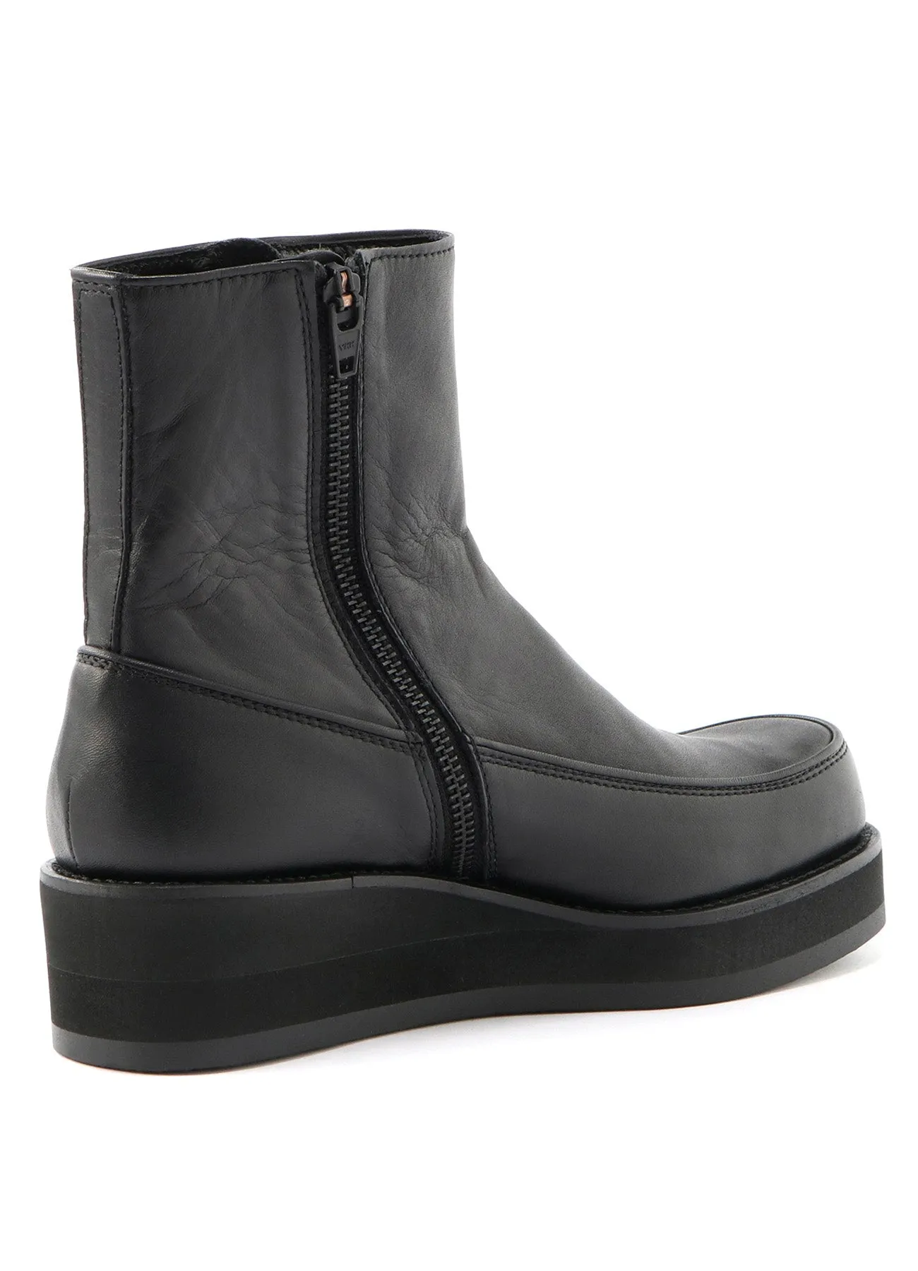 Smooth Leather Thick Sole W-Zip Boots