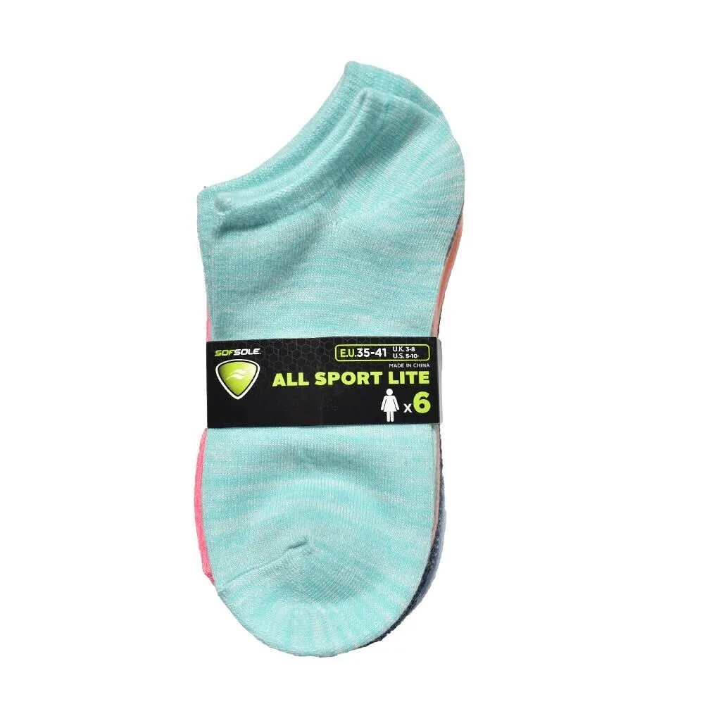 Sof Sole Women's Socks Lifestyle No Show 6-pack (3 colors/patterns)