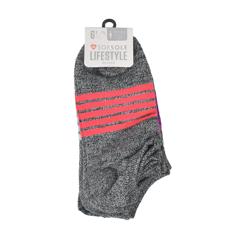 Sof Sole Women's Socks Lifestyle No Show 6-pack (3 colors/patterns)