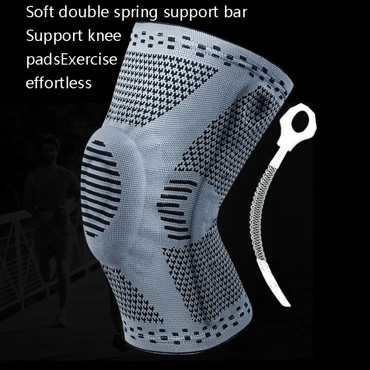 Sports Knee Pads Anti-Collision Support Compression Keep Warm Leg Sleeve Knitting Basketball Running Cycling Protective Gear, Size: L(Black Gray)