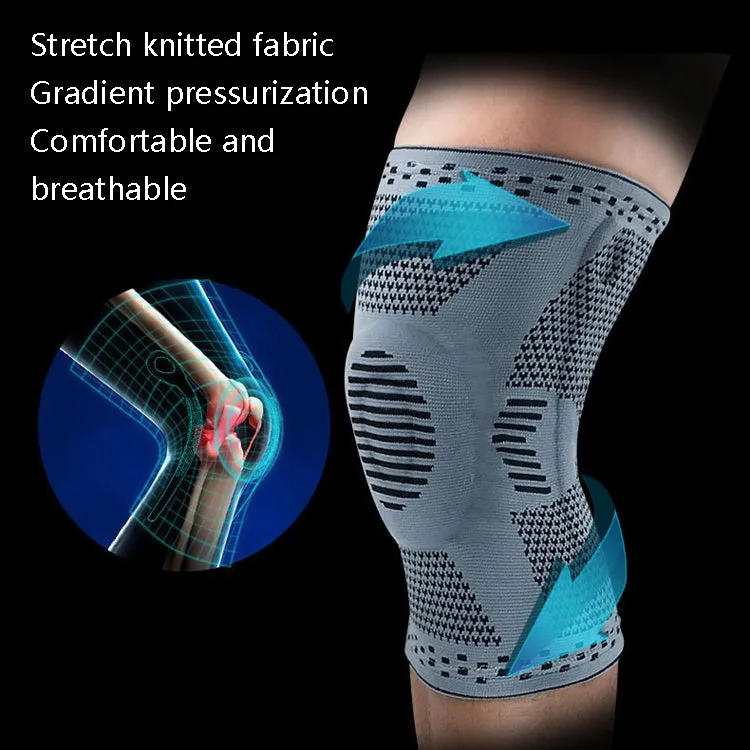 Sports Knee Pads Anti-Collision Support Compression Keep Warm Leg Sleeve Knitting Basketball Running Cycling Protective Gear, Size: L(Black Gray)