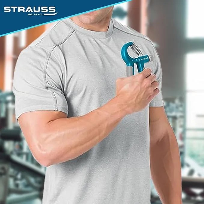 Strauss Adjustable Hand Grip| Adjustable Resistance (10KG - 40KG) | Hand Gripper for Home & Gym Workouts | Perfect for Finger & Forearm Hand Exercises & Strength Building (Black/Blue) Pack of 12