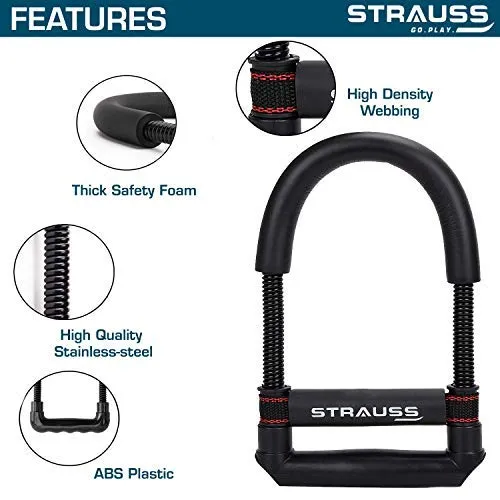 Strauss Adjustable Hand Grip Strengthener, (Grey/Black) and Wrist Exerciser, Black