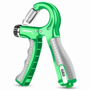 Strauss Adjustable Hand Grip with Smart Counter | Adjustable Resistance (10KG - 60KG) | Hand Gripper for Home & Gym Workouts | Perfect for Finger & Forearm Hand Exercises for Men & Women (Green)