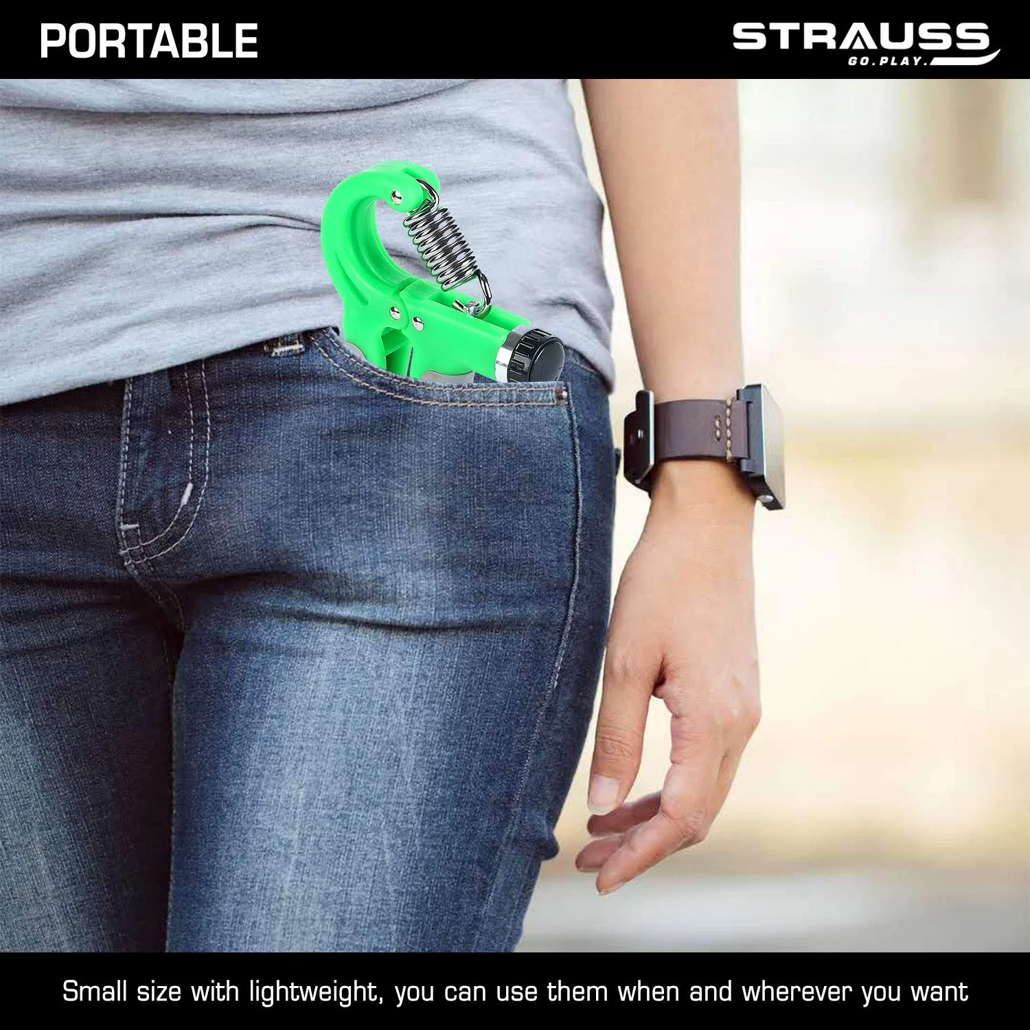 Strauss Adjustable Hand Grip with Smart Counter | Adjustable Resistance (10KG - 60KG) | Hand Gripper for Home & Gym Workouts | Perfect for Finger & Forearm Hand Exercises for Men & Women (Green)