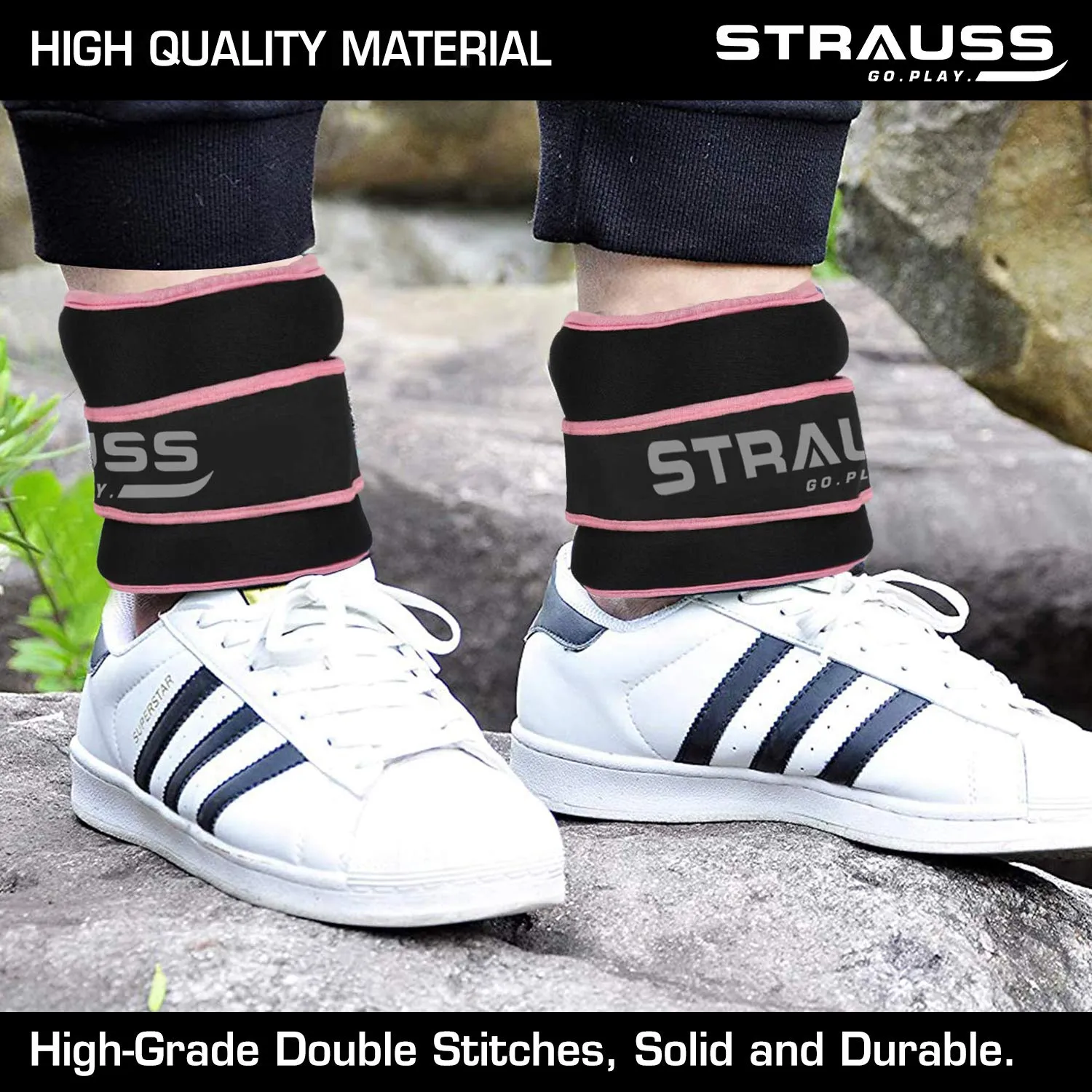 Strauss Ankle Weight- 2 Kg- Pink Pair (Round Belt)