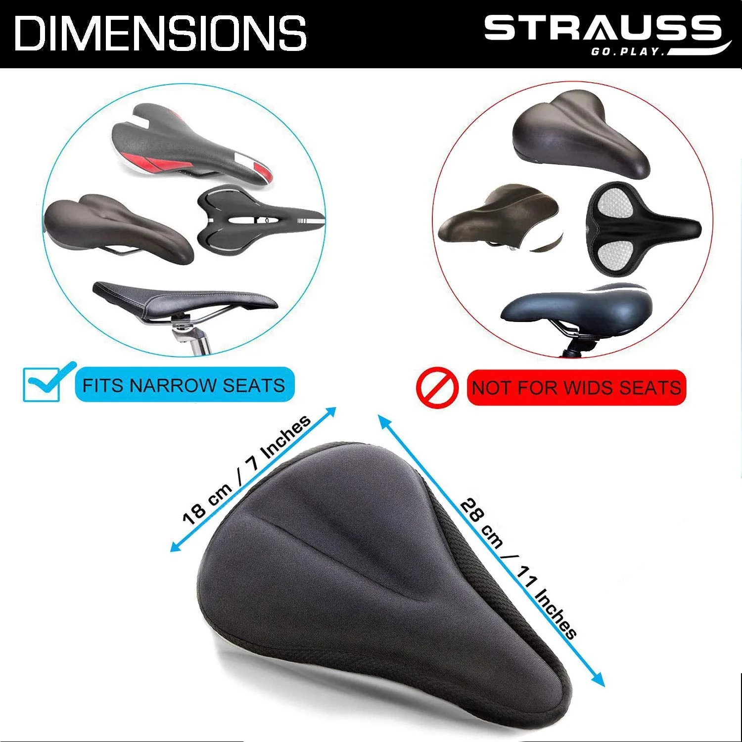 STRAUSS Bicycle Bottle Holder and Gel Seat Cover (Black)