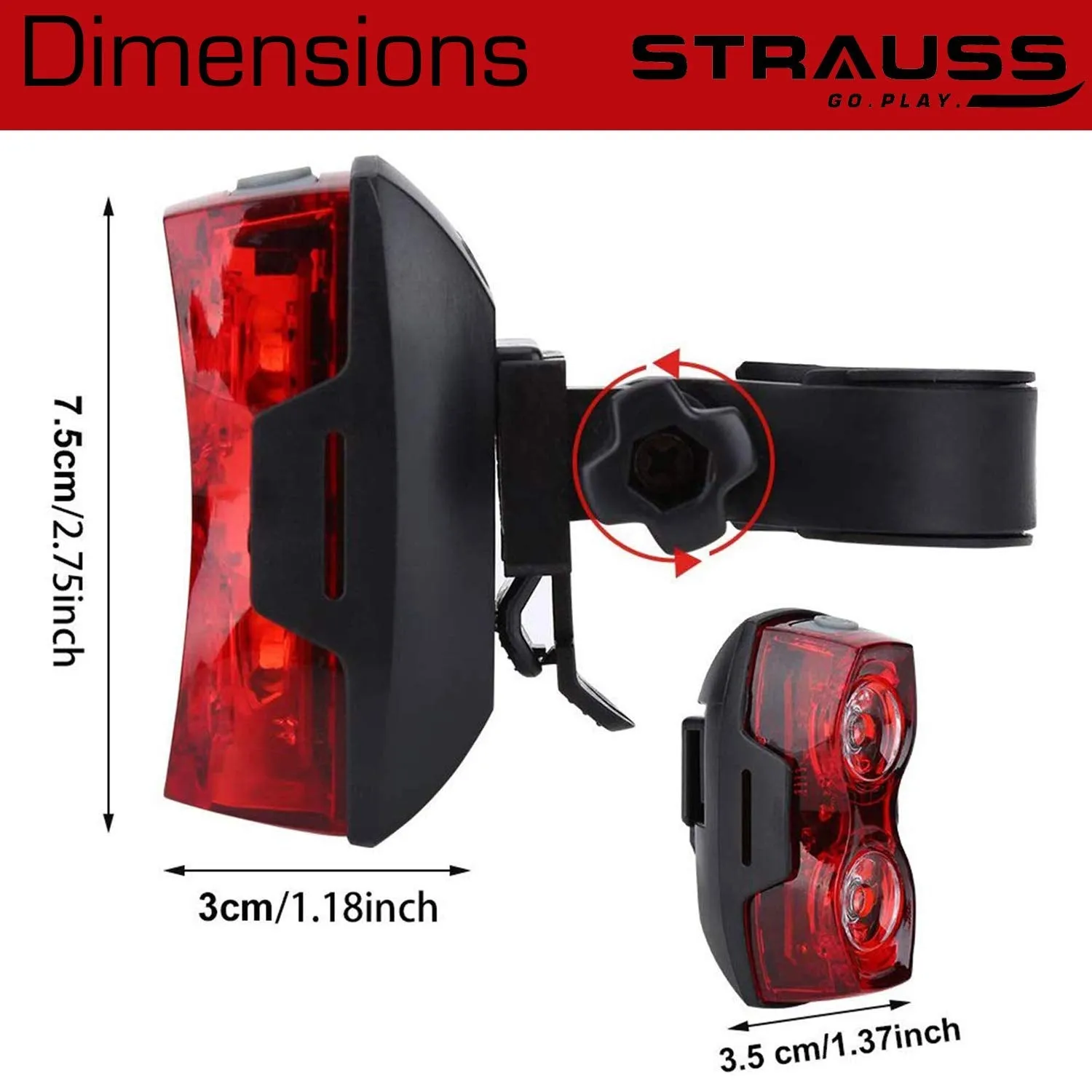 Strauss Bicycle Bottle Holder (Black) and LED Bicycle Rear Tail Light