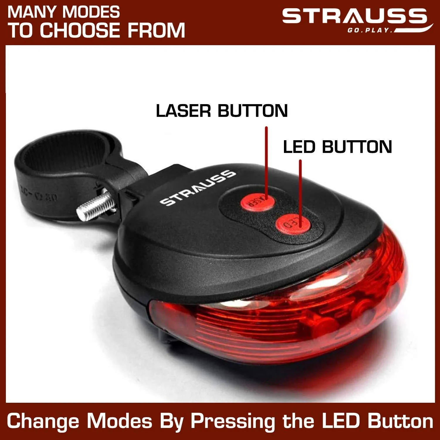 Strauss Bicycle Flash Tail Light with Laser, (Black) and Bicycle Speedometer, (Black/Red)