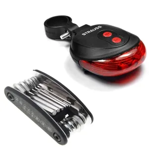 Strauss Bicycle Flash Tail Light with Laser, (Black) and Bicyle Repair Toolkit