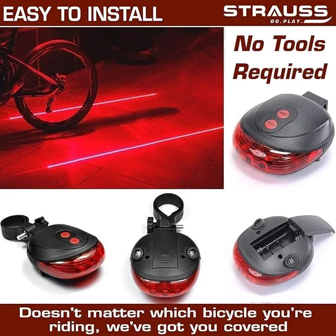 Strauss Bicycle Tail Lights | Headlights| Ultra Bright Waterproof Bicycle Tail Lights | Light Set with Led Light | Tail Clip Light Lamp |Taillight Set | Pack of 24