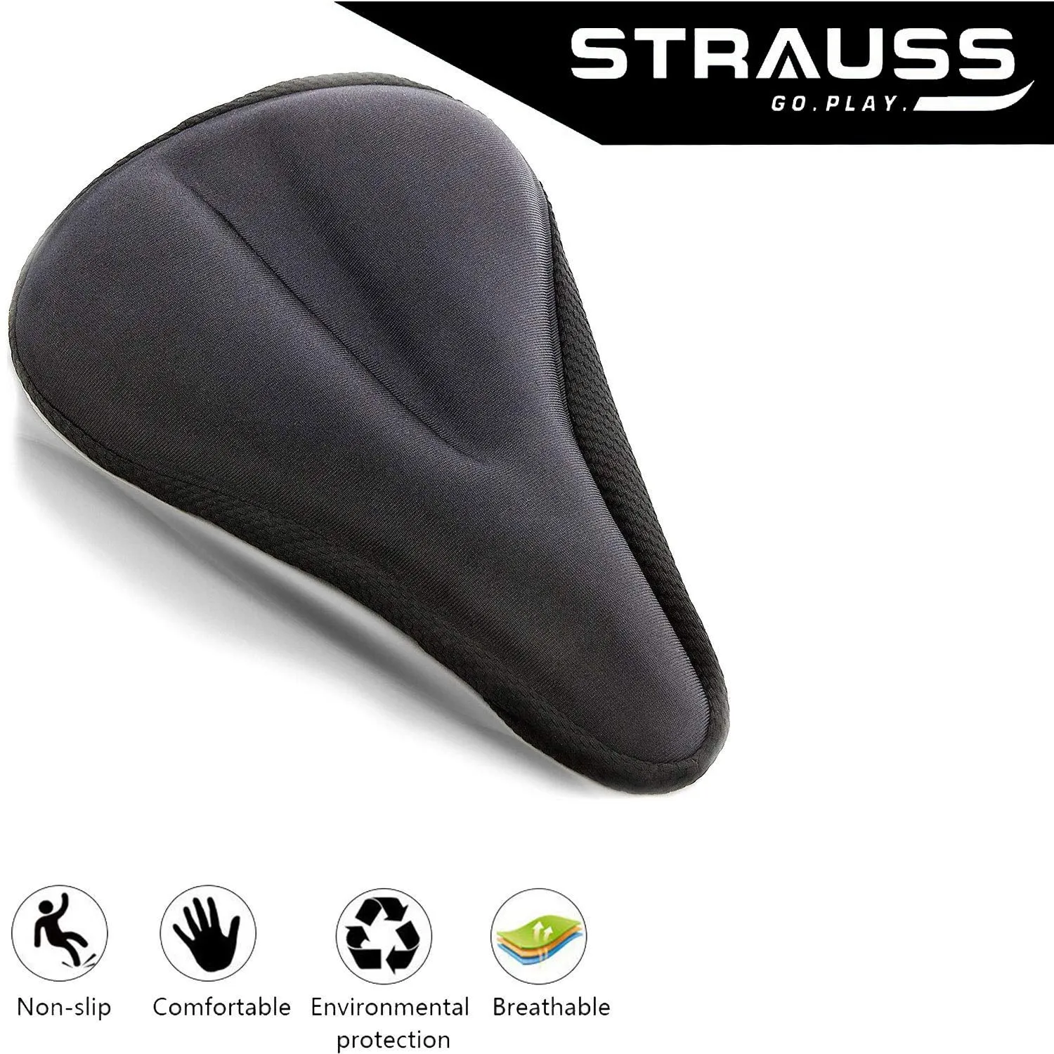 STRAUSS Black 3D Sponge Seat Cover with Non Vent Face Protection Black Mask (Medium)