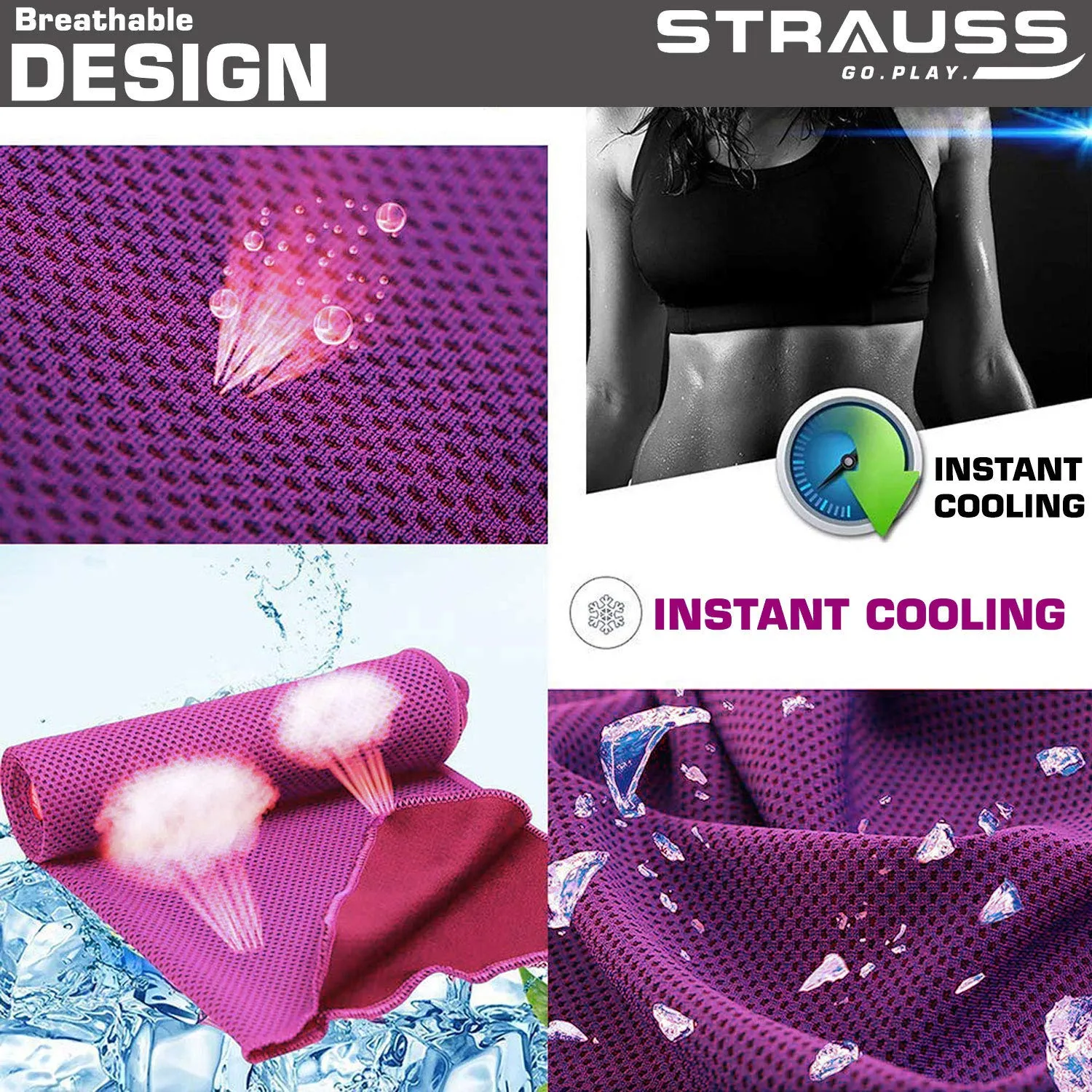 STRAUSS Cooling Towel, 80 cm, (Purple)