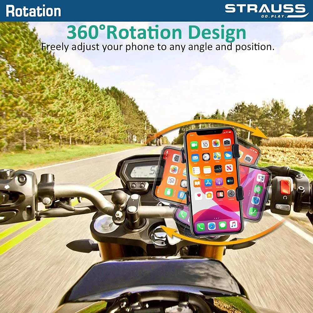 Strauss Cycle Mobile Phone Holder with Mount Bracket (Black) and Mobile Holder (Black)