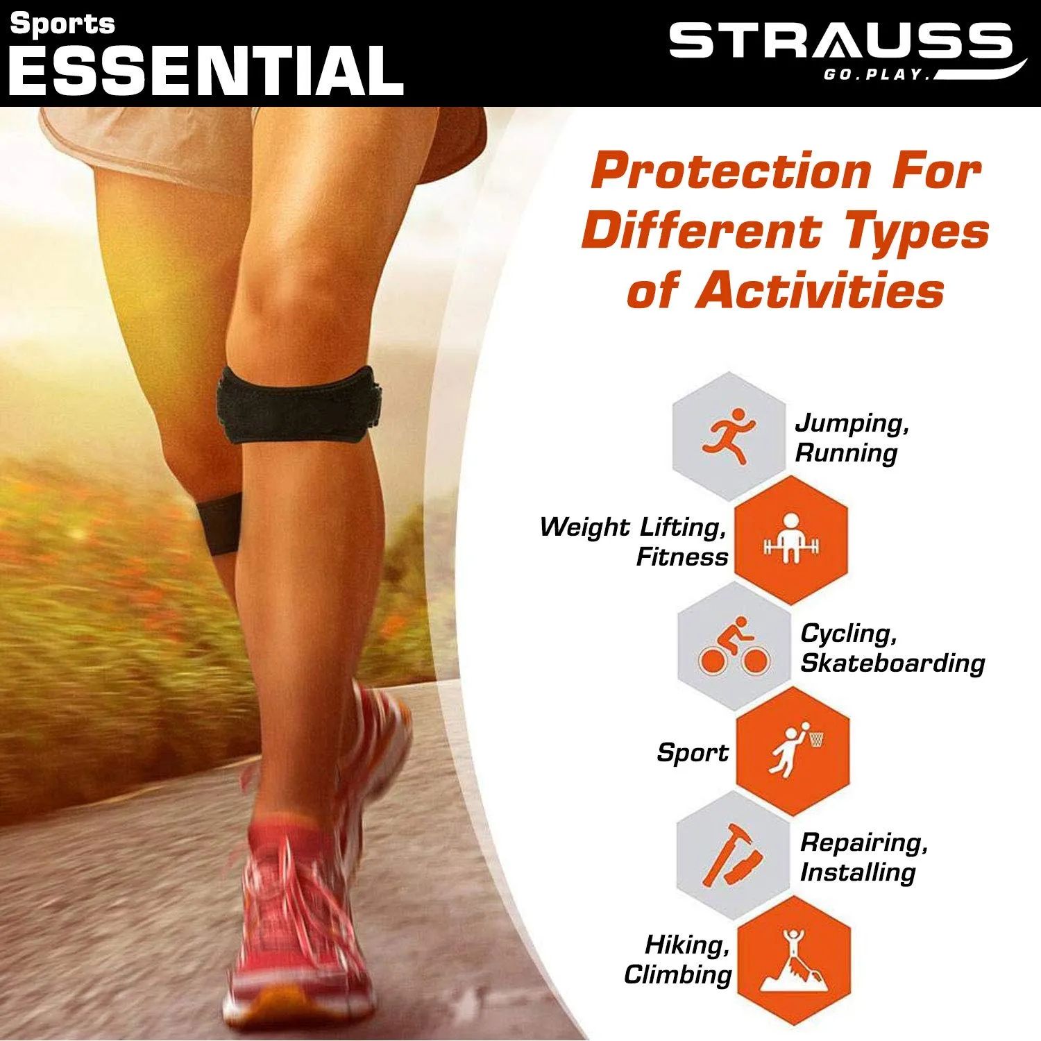 Strauss Elastic Waist Support and Patellar Knee Support (Free Size)