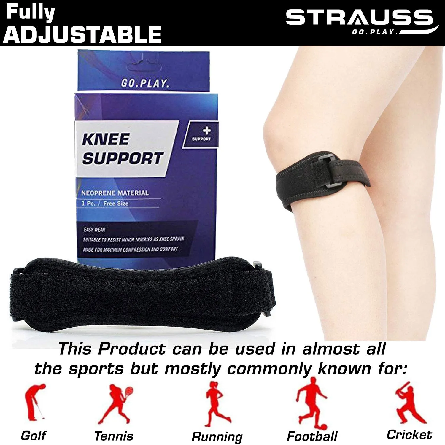 Strauss Elastic Waist Support and Patellar Knee Support (Free Size)