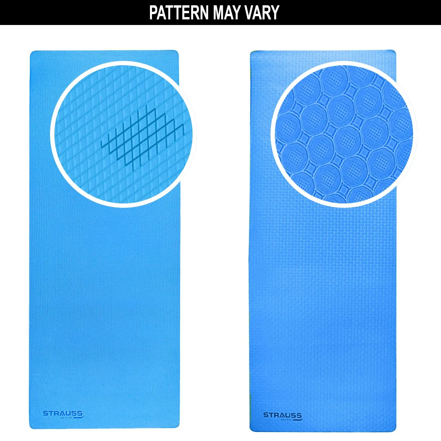 STRAUSS EVA Yoga Mat with Carry Bag | Non-Slip Exercise Mat for Home & Gym | Eco-Friendly, Lightweight & Durable Workout Mat | Ideal for Yoga, Pilates, Fitness | Ideal for Men & Women,4mm,(Sky Blue)