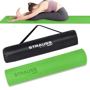 STRAUSS EVA Yoga Mat with Carry Bag | Non-Slip Exercise Mat for Home & Gym | Eco-Friendly, Lightweight & Durable Workout Mat | Ideal for Yoga, Pilates, Fitness | Ideal for Men & Women,6mm,(Green)