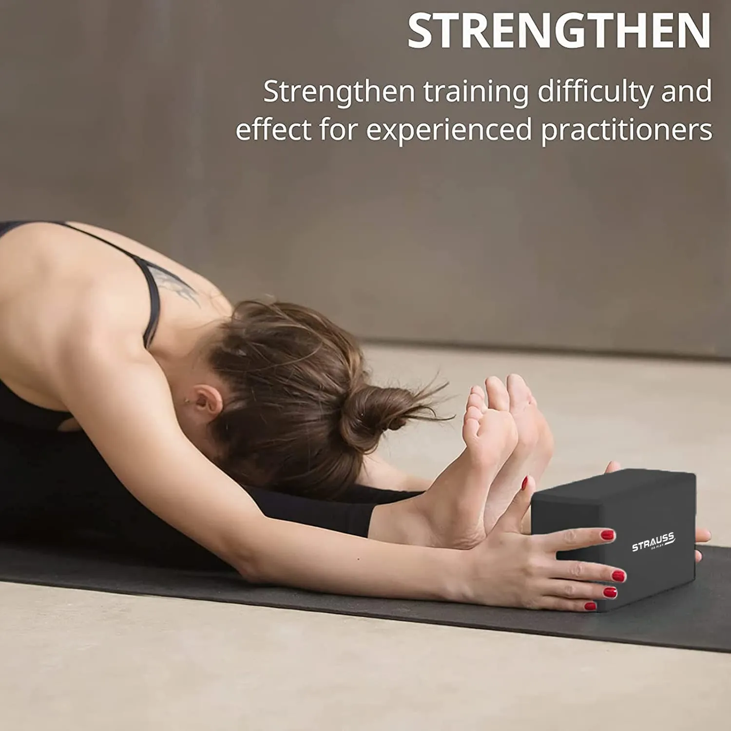 Strauss High Density EVA Foam Yoga Block|Non-Slip Workout Brick For Improving Poses, Balances Flexibility & Support Strength Training Exercises| Yoga Brick To Support and Deepen Yoga Poses,(Blue/Grey)