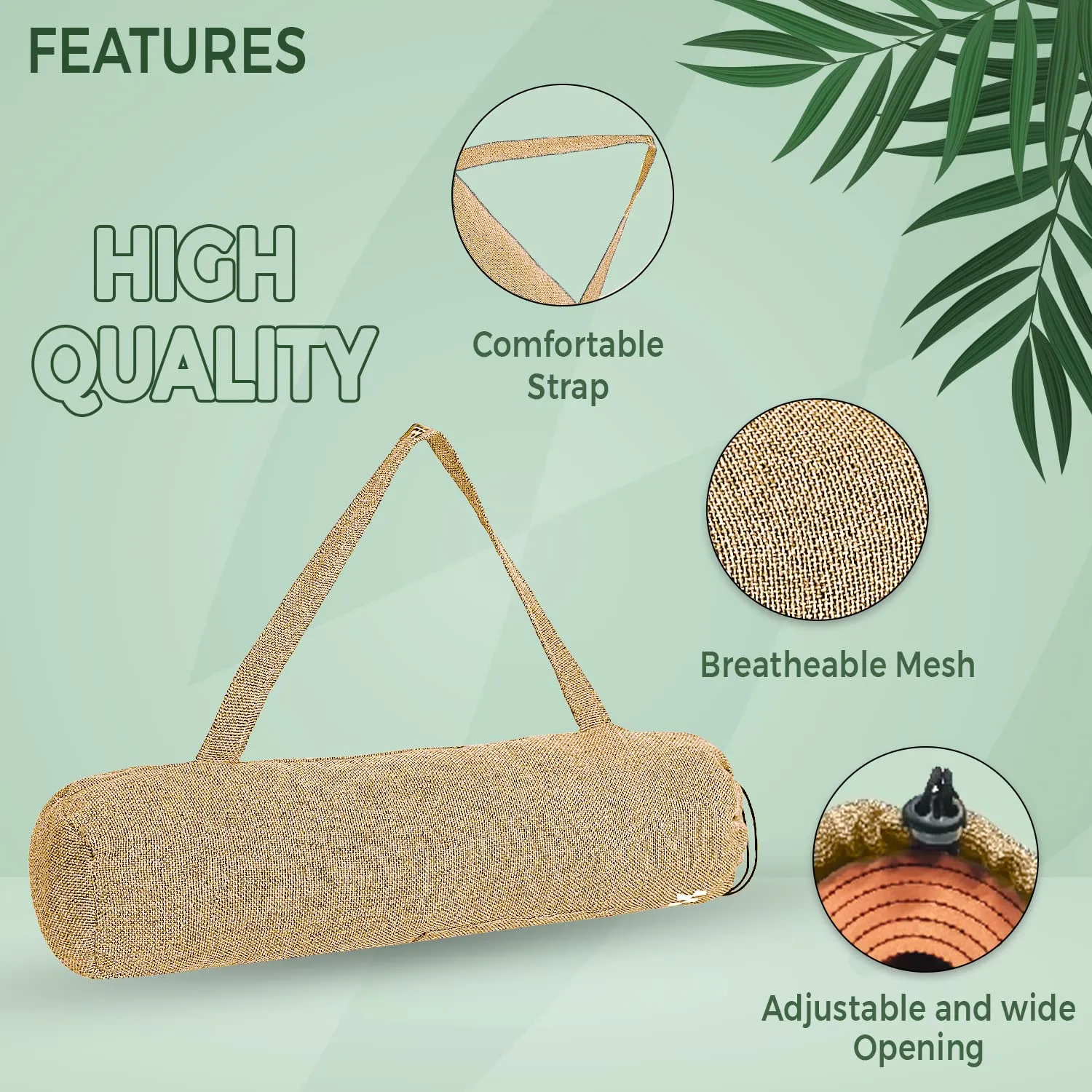 STRAUSS Jute Yoga Mat Bag with Shoulder Strap, (Beige)