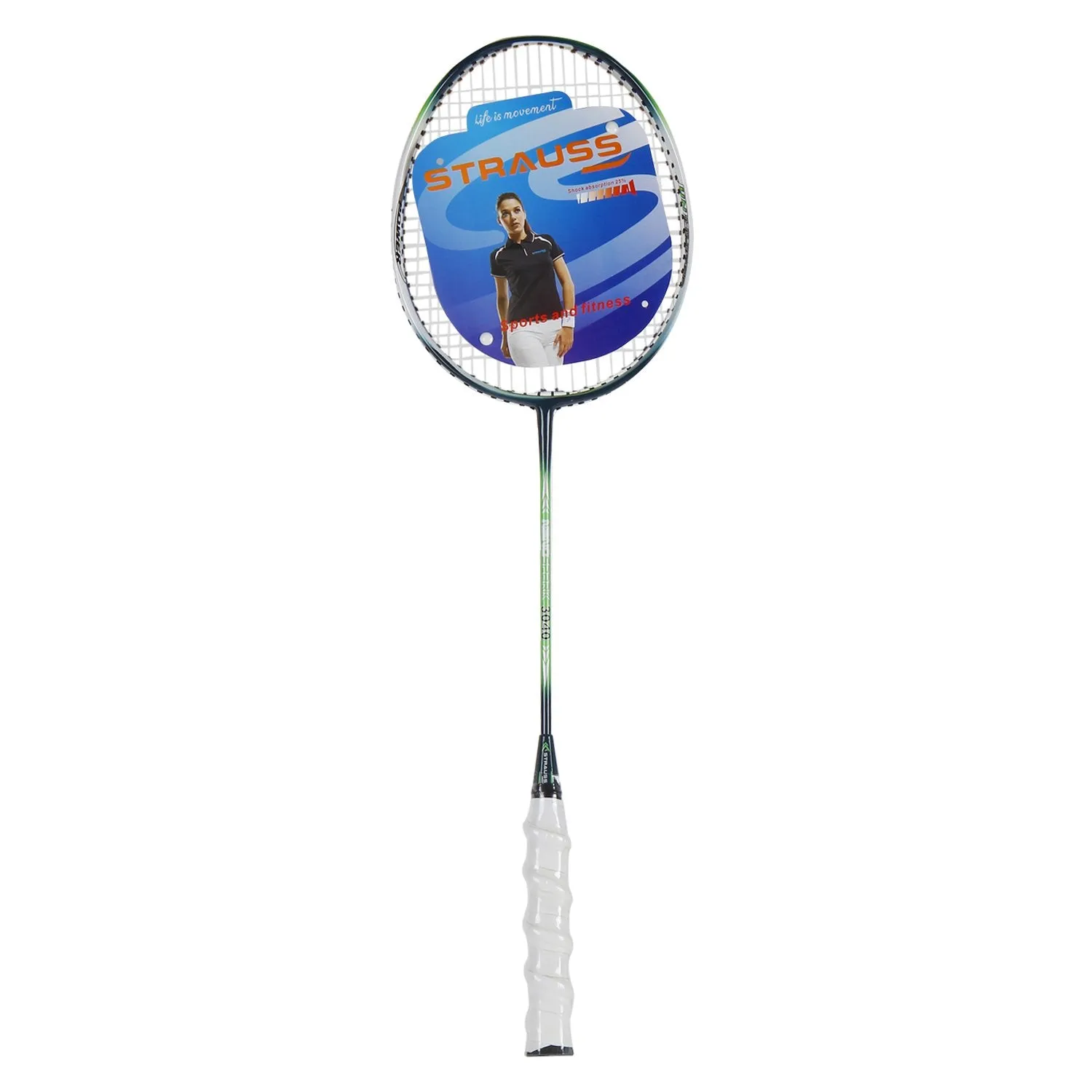 Strauss Nano Spark Badminton Racquet with Full Cover(Green)