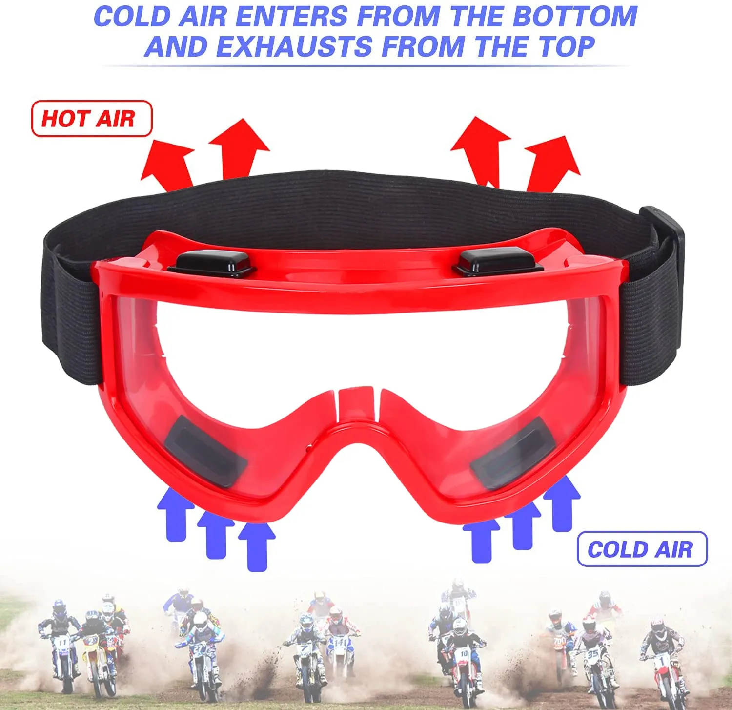 STRAUSS Offroad Motorcycle/Bike Goggle, (Red)