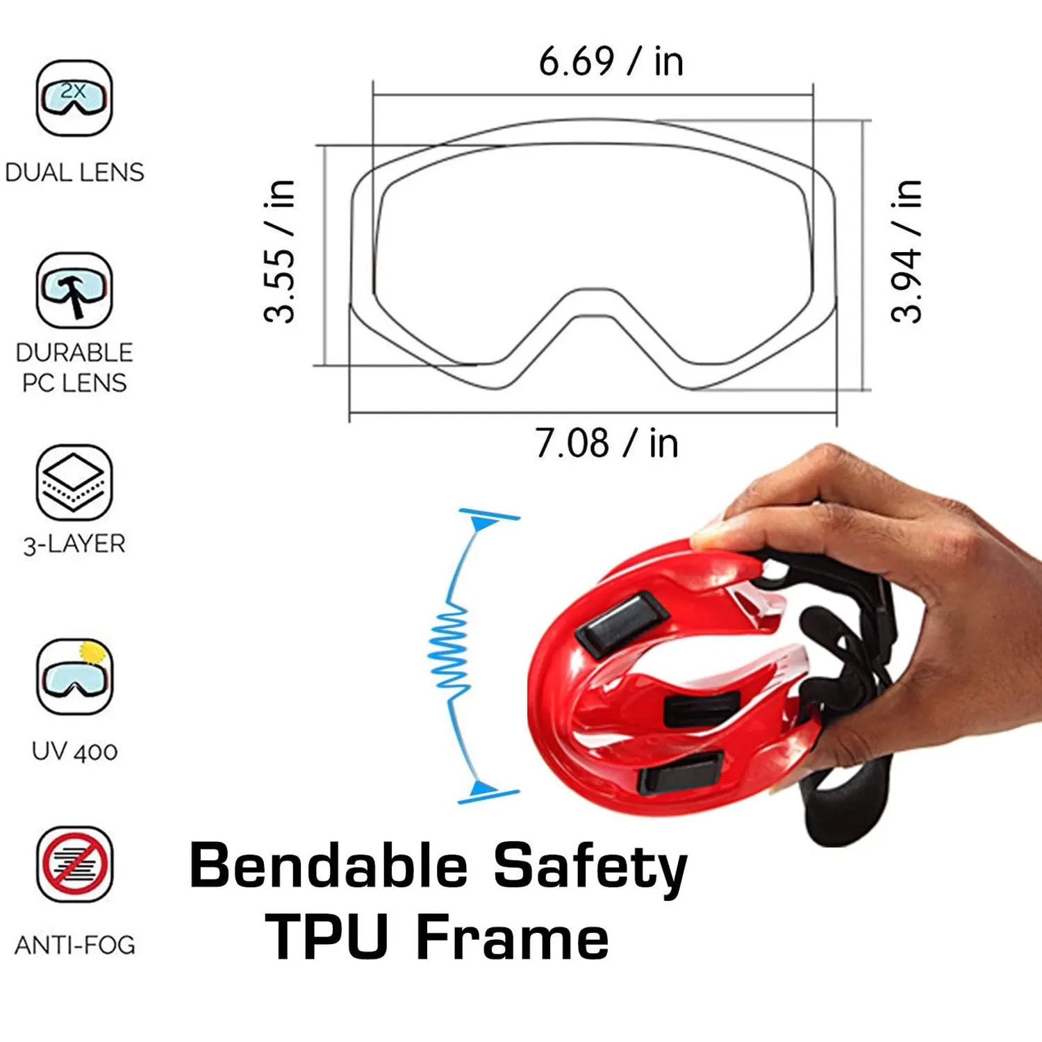 STRAUSS Offroad Motorcycle/Bike Goggle, (Red)