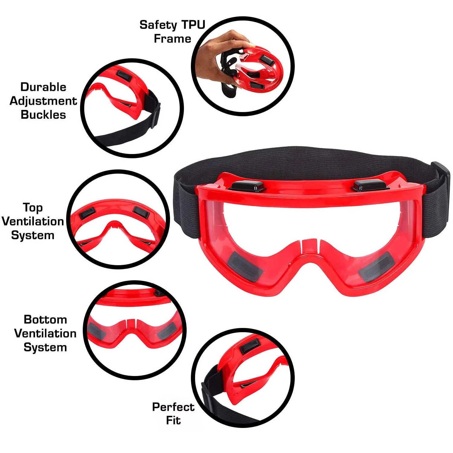 STRAUSS Offroad Motorcycle/Bike Goggle, (Red)