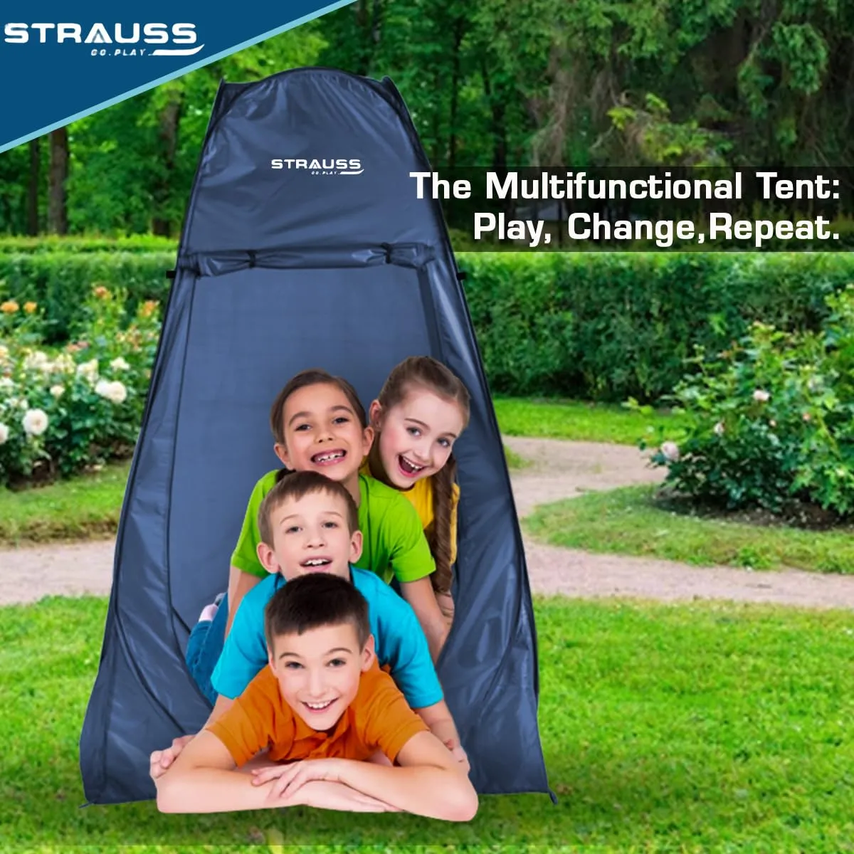 STRAUSS Portable Pop Up Cloth Changing Tent Or Toilet Tent | for Camping, Beach Shower, Clothes Changing, Dressing Room for Travelling Outdoor | Privacy Tent with Carry Bag | 1 Person,(Blue)