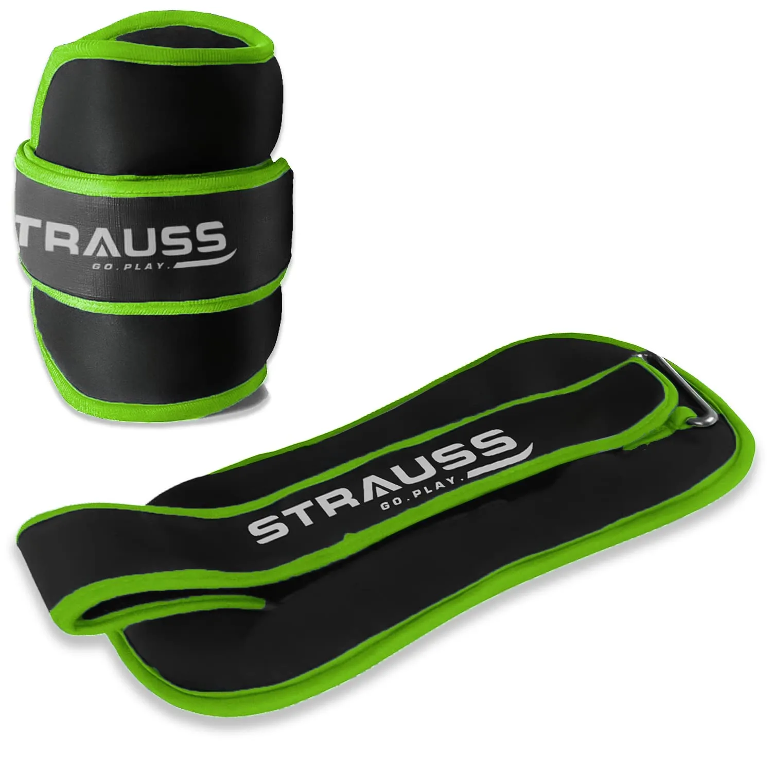 Strauss Round Shape Ankle Weight, 1.5 Kg (Each), Pair, (Green)