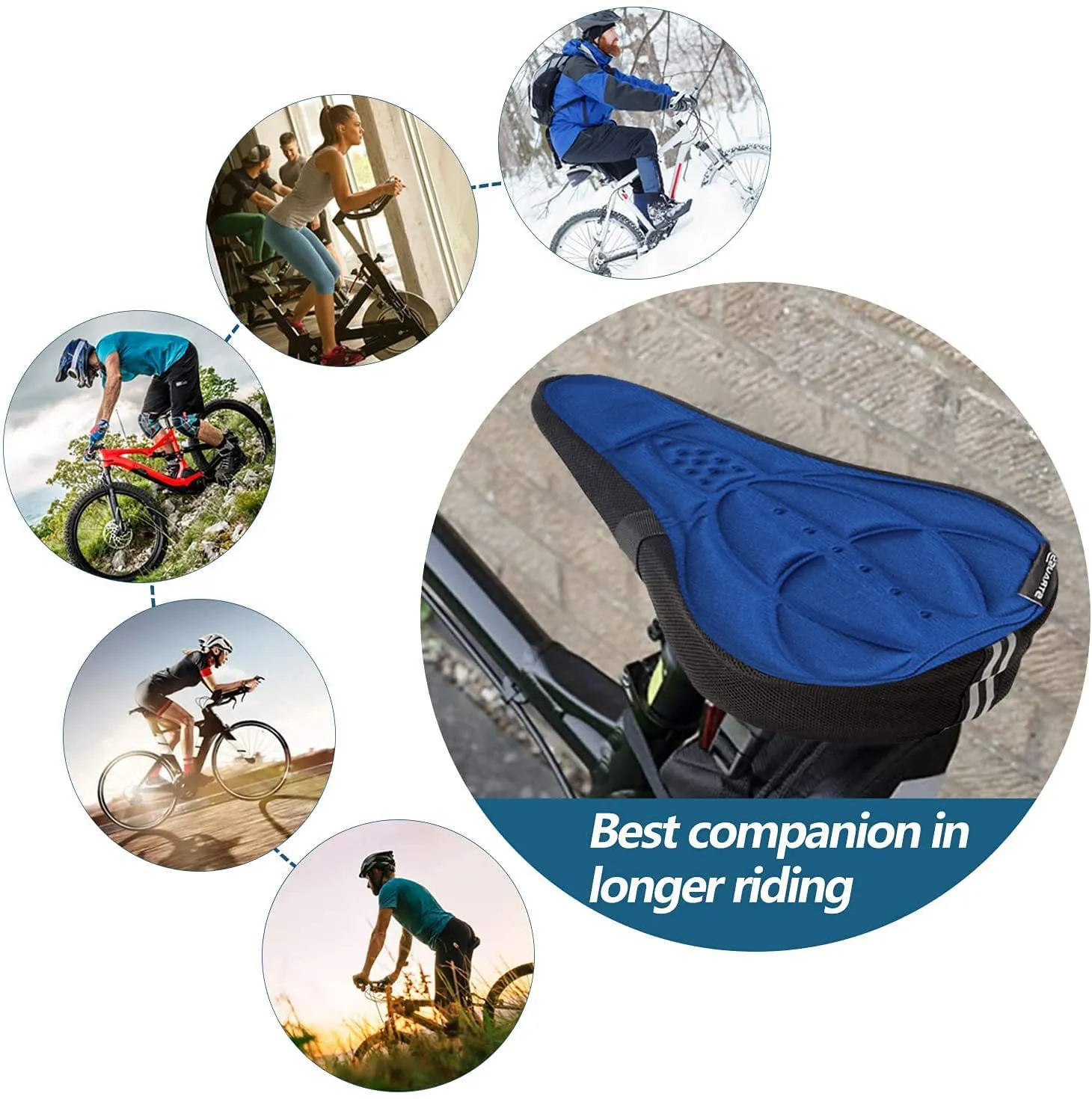 Strauss Saddle Seat Cover with Anti-Slip Granules & Soft, Thick Padding | Superior Comfort, Breathable Design | Comes with Adjustable Rope Straps & Fits all Cycles, (Blue)