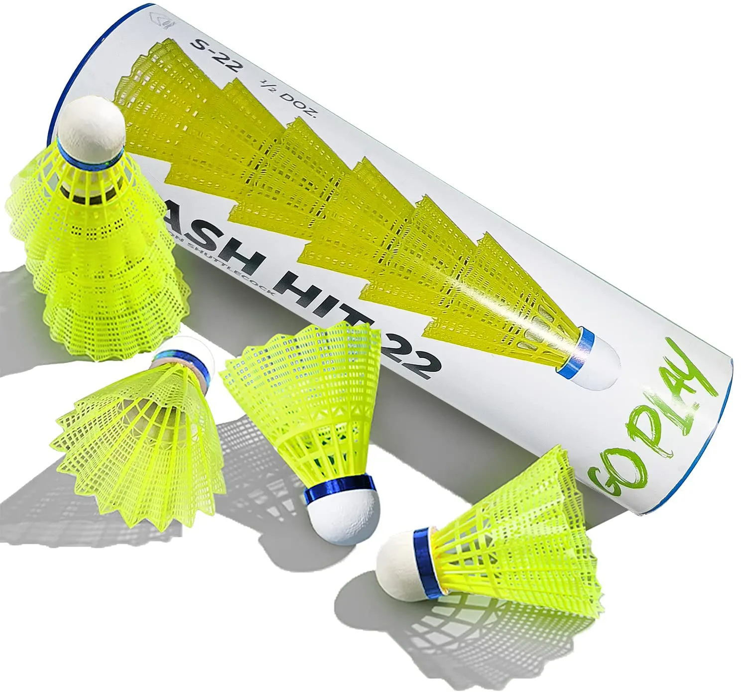 Strauss Smash Hit-22 Nylon Shuttlecock (Pack of 6) | Stable Flight, Fast Recovery & Near Feather Shuttle Performance | Medium Speed, Durable & Less Frequent Replacement (Yellow)