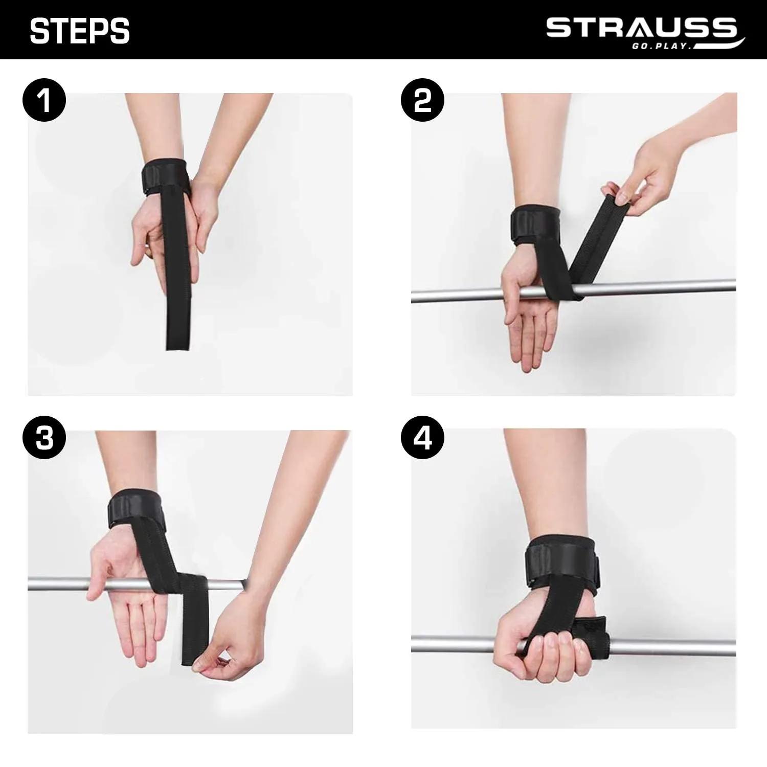 Strauss ST Cotton Gym Support, Pair (Black)