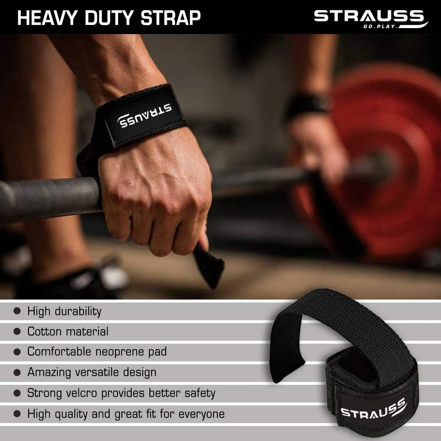 Strauss ST Cotton Gym Support, Pair (Black)