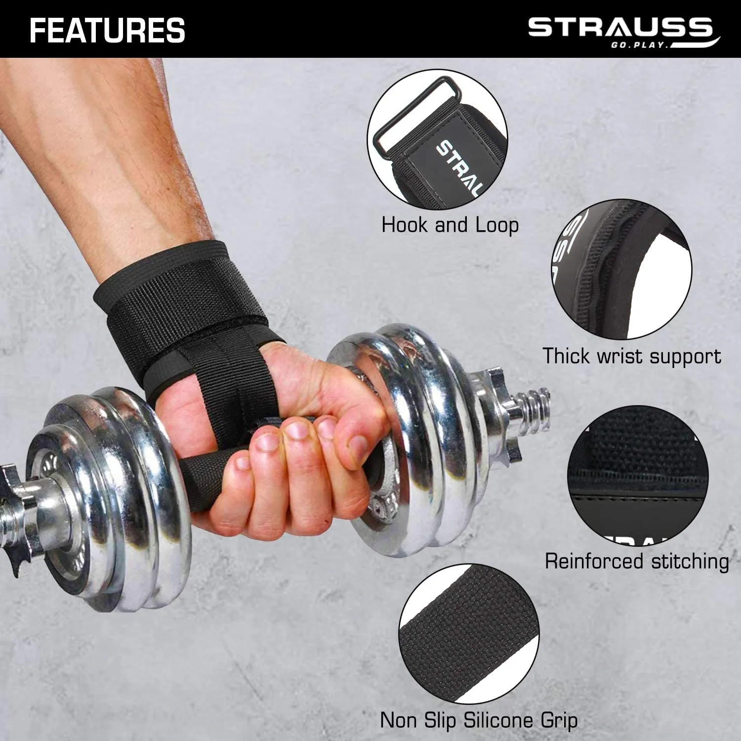 Strauss ST Cotton Gym Support, Pair (Black)