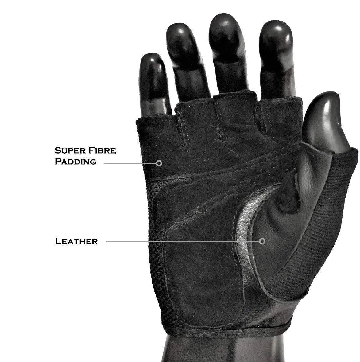 STRAUSS Stretch-Back Gym Gloves with Leather Palm, (Medium)