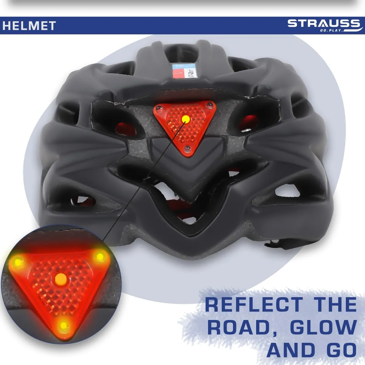 Strauss Veloguard Cycling Helmet | Light Weight with Superior Ventilation | Mountain, Road Bike & Skating Helmet with Adjustable Size | LED Safety Backlight | Ideal for Adults and Kids,(Black)