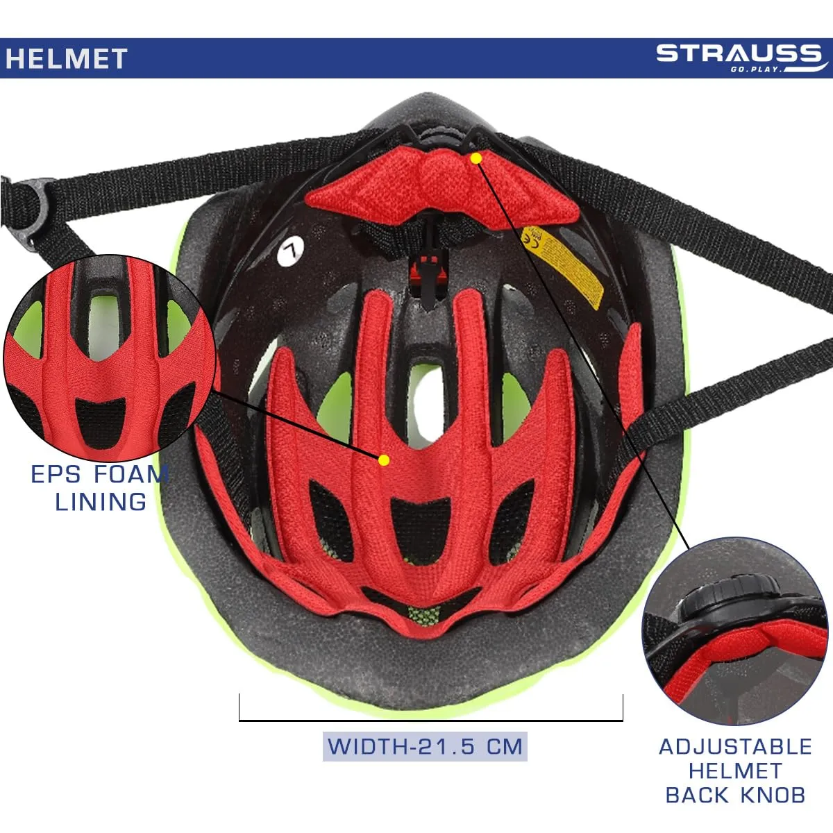 Strauss Veloguard Cycling Helmet | Light Weight with Superior Ventilation | Mountain, Road Bike & Skating Helmet with Premium EPS Foam Lining | Ideal for Adults and Kids, (Light Green)