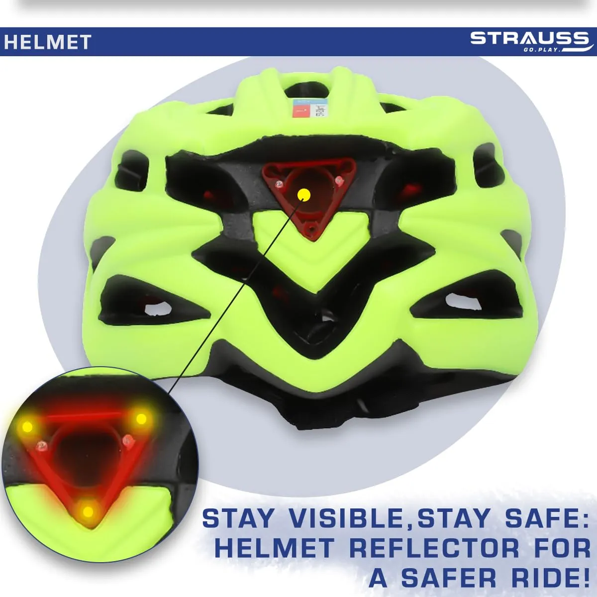 Strauss Veloguard Cycling Helmet | Light Weight with Superior Ventilation | Mountain, Road Bike & Skating Helmet with Premium EPS Foam Lining | Ideal for Adults and Kids, (Light Green)