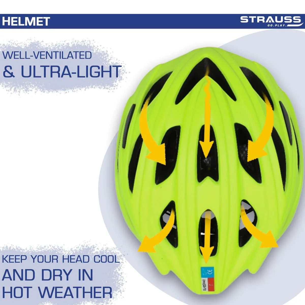 Strauss Veloguard Cycling Helmet | Light Weight with Superior Ventilation | Mountain, Road Bike & Skating Helmet with Premium EPS Foam Lining | Ideal for Adults and Kids, (Light Green)