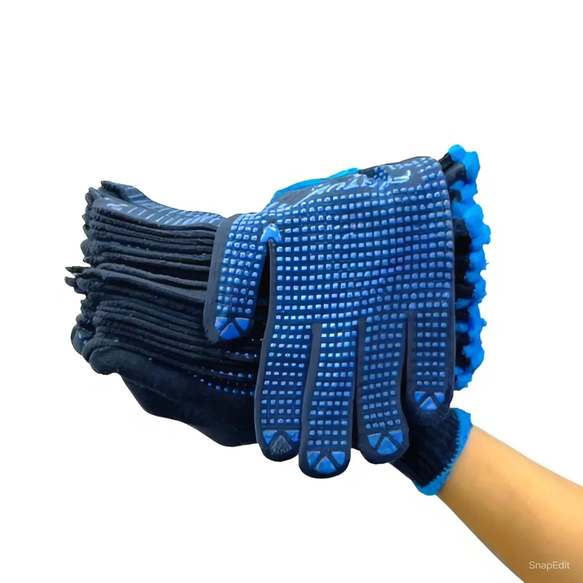 STYLERA Dotted Cotton Safety Hand Work Gloves for Better Grip Industrial Construction Gardening Assembling General Purpose Use Safety Hand Gloves (PACK OF 10 PAIR, BLUE DOTTED,)