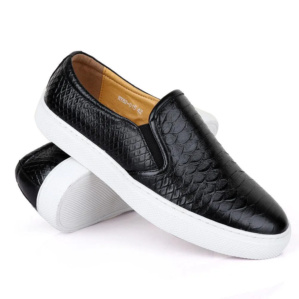 Terry Taylors Exotic Design Flat Black Sneakers Shoe