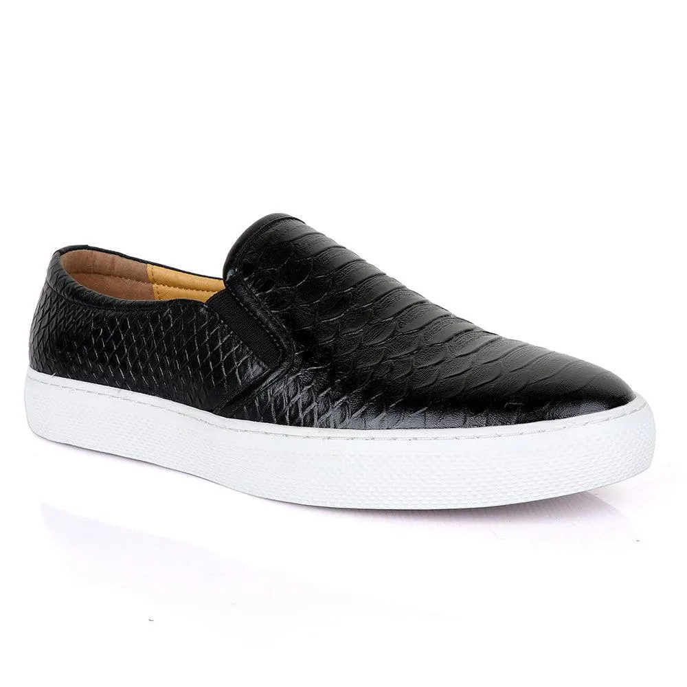 Terry Taylors Exotic Design Flat Black Sneakers Shoe