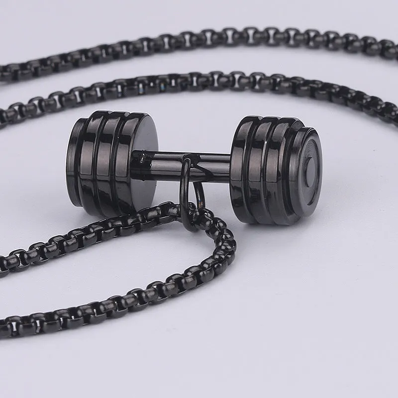 Titanium Steel Sports Dumbbell Necklace